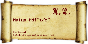 Malya Máté névjegykártya